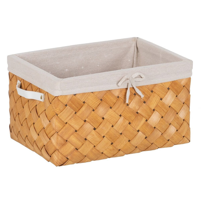 Natural Woven Wood Basket Set 39.5 x 30 x 24 cm (3 Units)