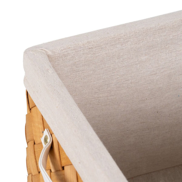 Natural Woven Wood Basket Set 39.5 x 30 x 24 cm (3 Units)