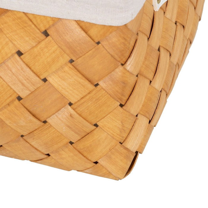 Natural Woven Wood Basket Set 39.5 x 30 x 24 cm (3 Units)