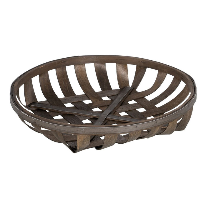 Set of Brown Wooden Baskets 51 x 51 x 9 cm (3 Units)