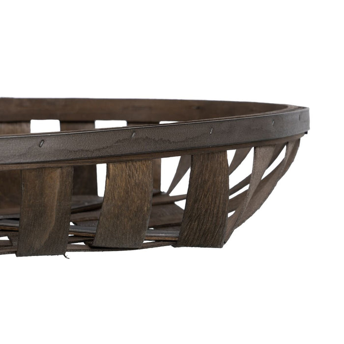 Set of Brown Wooden Baskets 51 x 51 x 9 cm (3 Units)