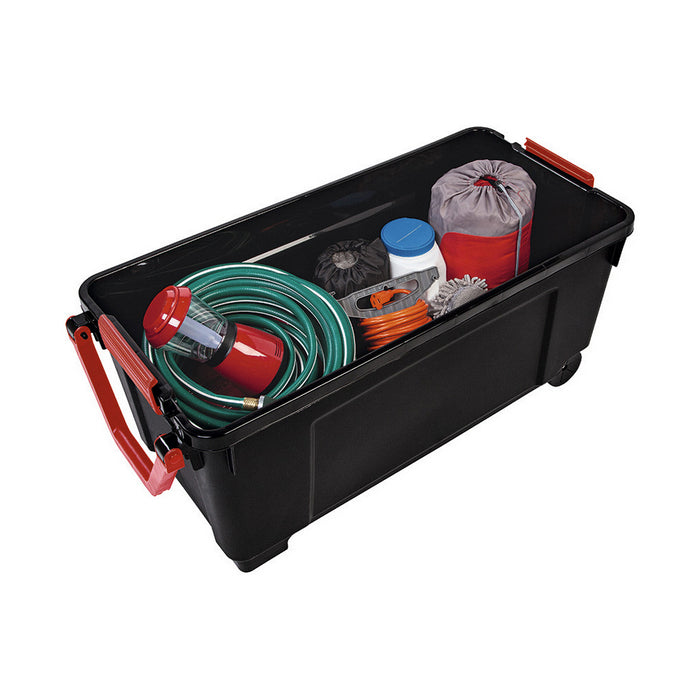 Iris Black/Red Polypropylene Wheeled Storage Box 170 L 49 x 103 x 50 cm