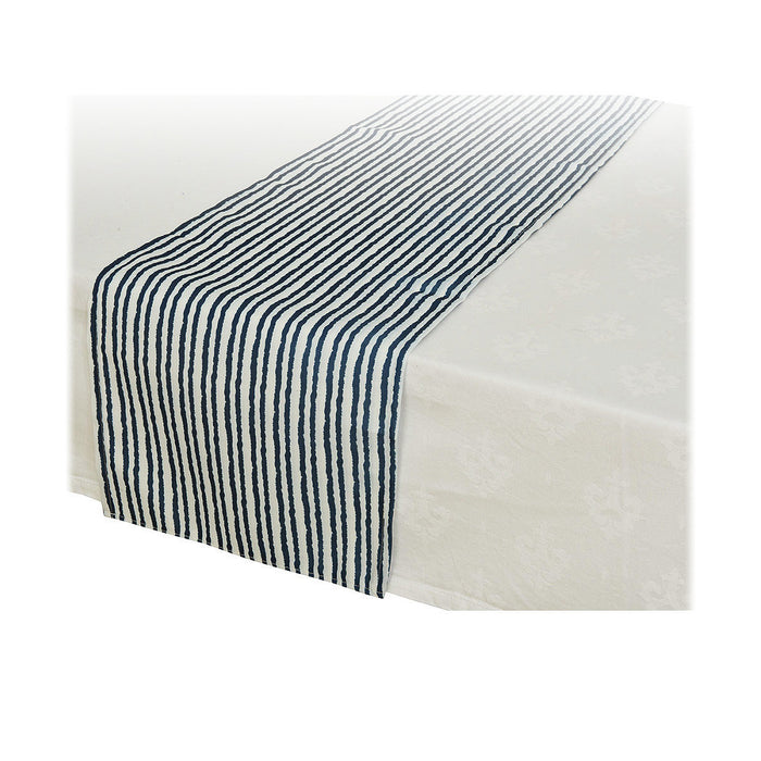Decoris Navy Blue/White Textile Table Runner (32 x 150 cm)