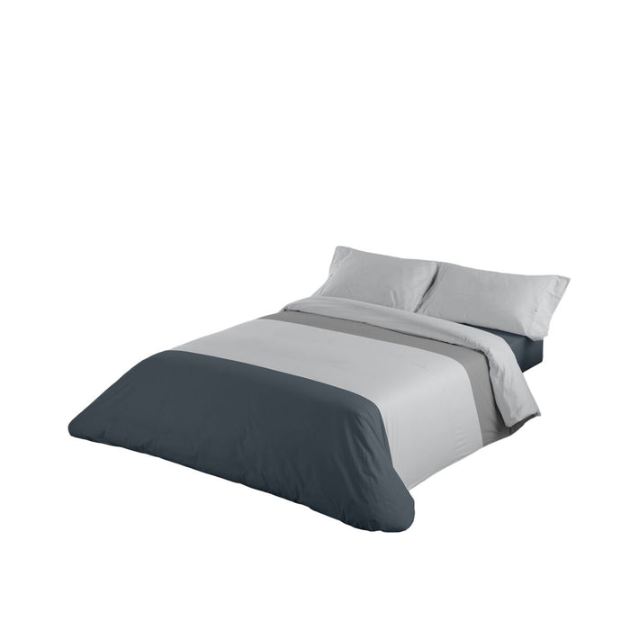 Alexandra House Living White Grey Duvet Cover Set 180 Bed 4 Pieces