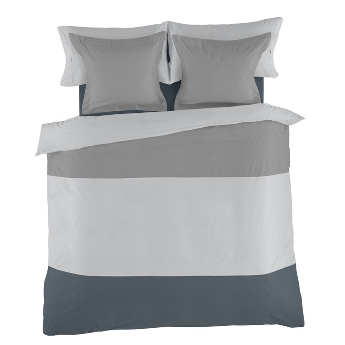 Alexandra House Living White Grey Duvet Cover Set 180 Bed 4 Pieces