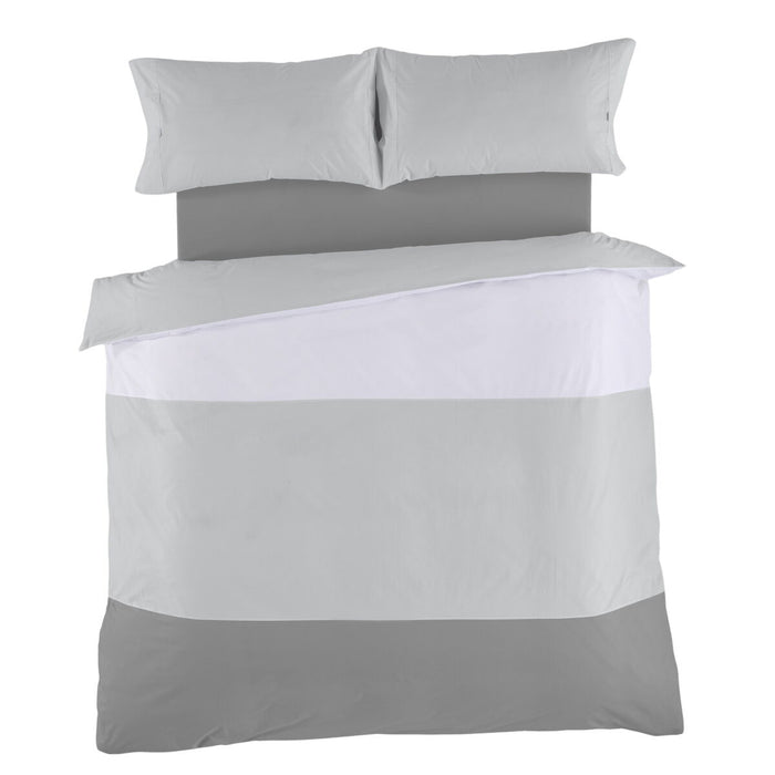 Alexandra House Living White Grey Duvet Cover Set 180 Bed 4 Pieces