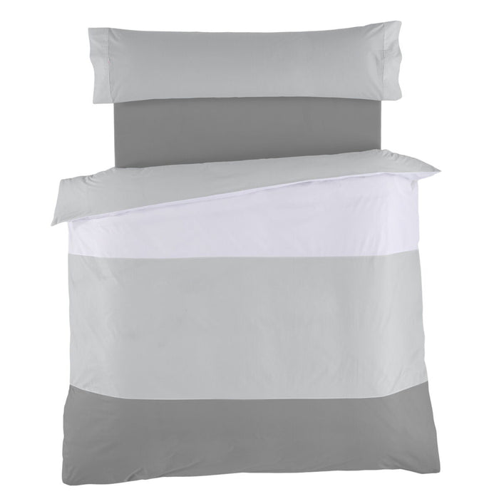 Alexandra House Living White Grey Duvet Cover Set 135/140 Bed 3 Pieces