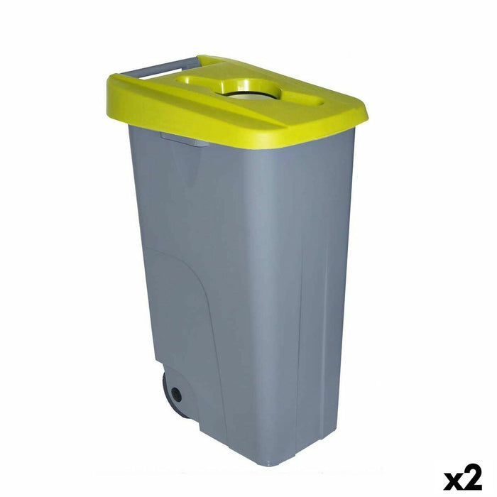 Denox 110 L Wheeled Waste Bin Yellow 58 x 41 x 89 cm
