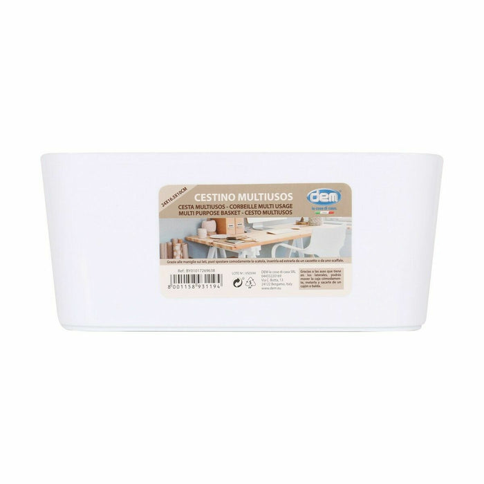 Confortime White Multipurpose Basket 24 x 16.5 x 10 cm (24 Units)
