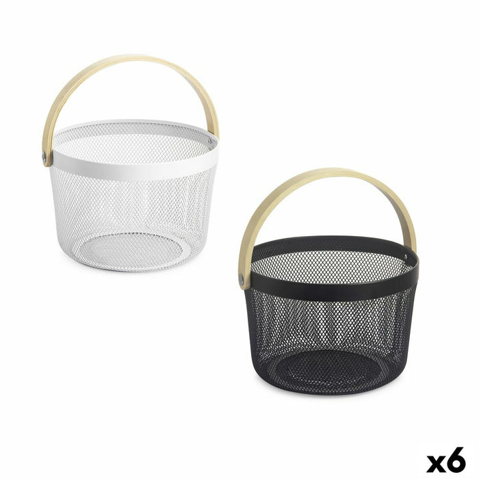 Confortime Metal Wood Multipurpose Basket 25.5 x 17.5 cm (6 Units)
