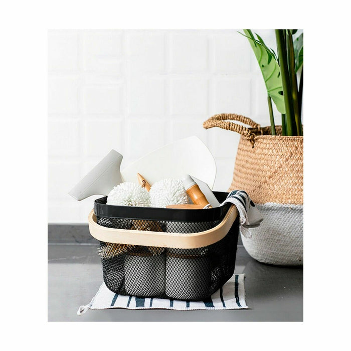 Confortime Metal Wood Multipurpose Basket 25 x 26 x 18 cm (6 Units)