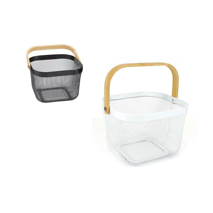 Confortime Metal Wood Multipurpose Basket 25 x 26 x 18 cm (6 Units)