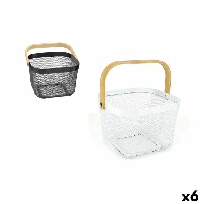 Confortime Metal Wood Multipurpose Basket 25 x 26 x 18 cm (6 Units)