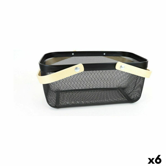 Confortime Metal Wood Multipurpose Basket 40 x 28 x 18 cm (6 Units)