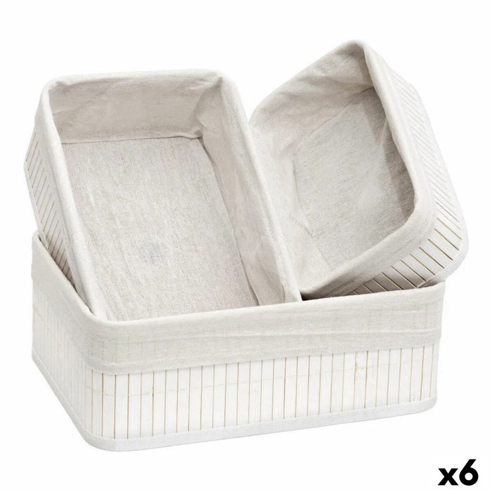 Confortime White Bamboo Basket Set (3 Pieces) (6 Units)