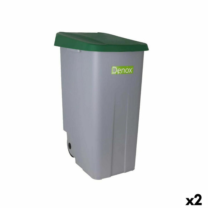 Denox 110 L Green Wheeled Trash Can 58 x 41 x 89 cm (2 Units)