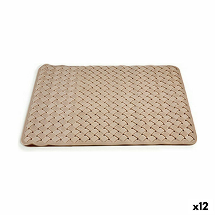 Beige PVC Braided Bath Mat (0.03 x 50 x 50 cm) (12 Units)
