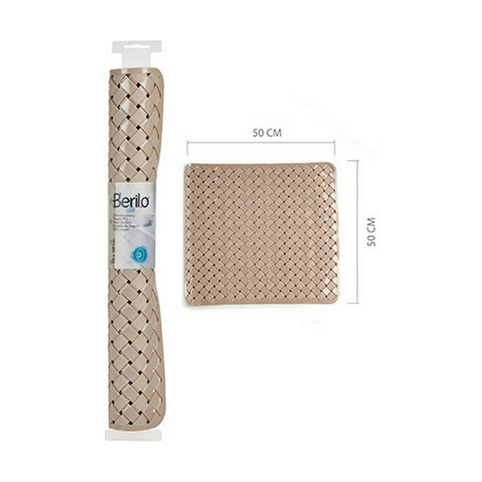 Beige PVC Braided Bath Mat (0.03 x 50 x 50 cm) (12 Units)