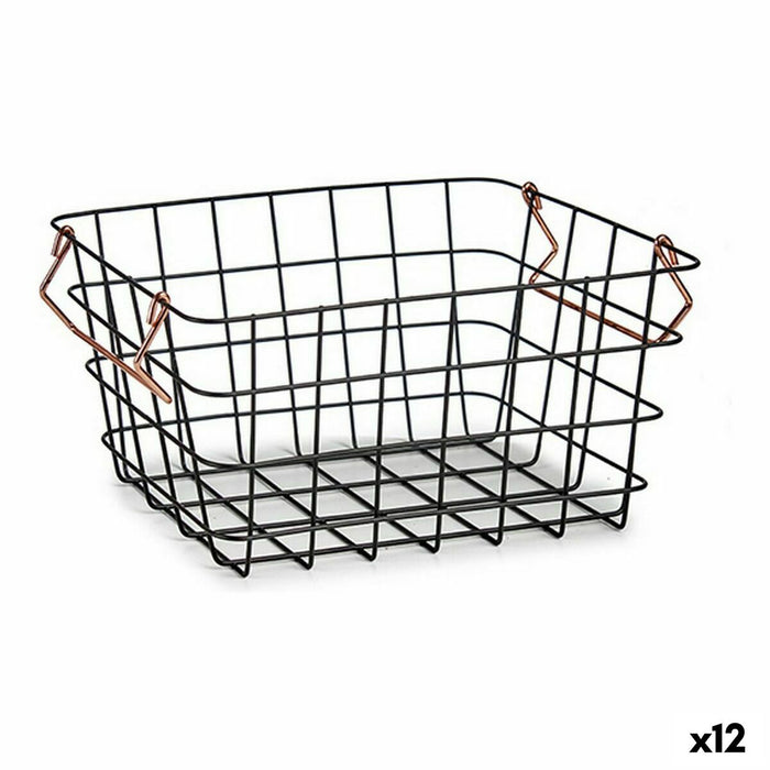 Black Copper Steel Rod Basket 22.5 x 14 x 31.5 cm (12 Units)
