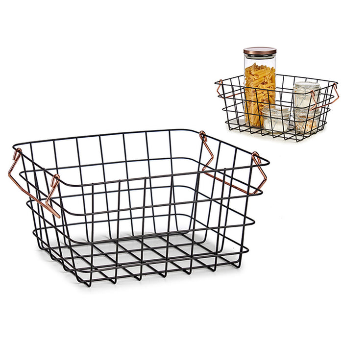 Black Copper Steel Rod Basket 22.5 x 14 x 31.5 cm (12 Units)