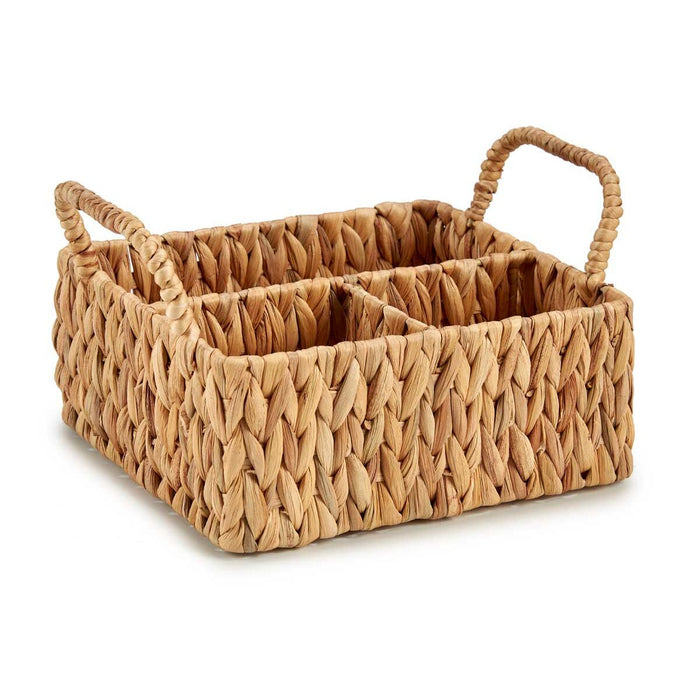 Multipurpose Organizer Brown Metal Water Hyacinth 20.5 x 16 x 31 cm (12 Units)