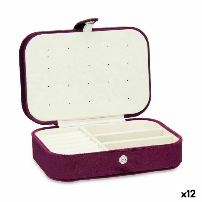 Burgundy Velvet Jewelry Box (16.2 x 6 x 11.5 cm) (12 Units)