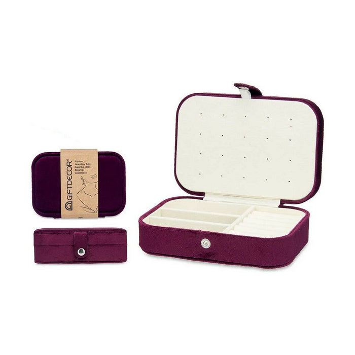 Burgundy Velvet Jewelry Box (16.2 x 6 x 11.5 cm) (12 Units)