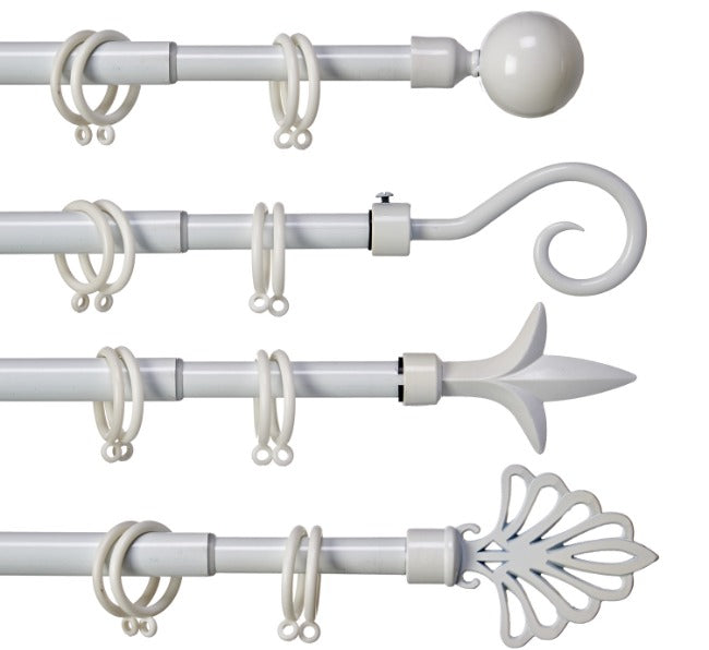 Barra para Cortinas Extensible 170 - 320 cm Blanco Hierro (8 Unidades)