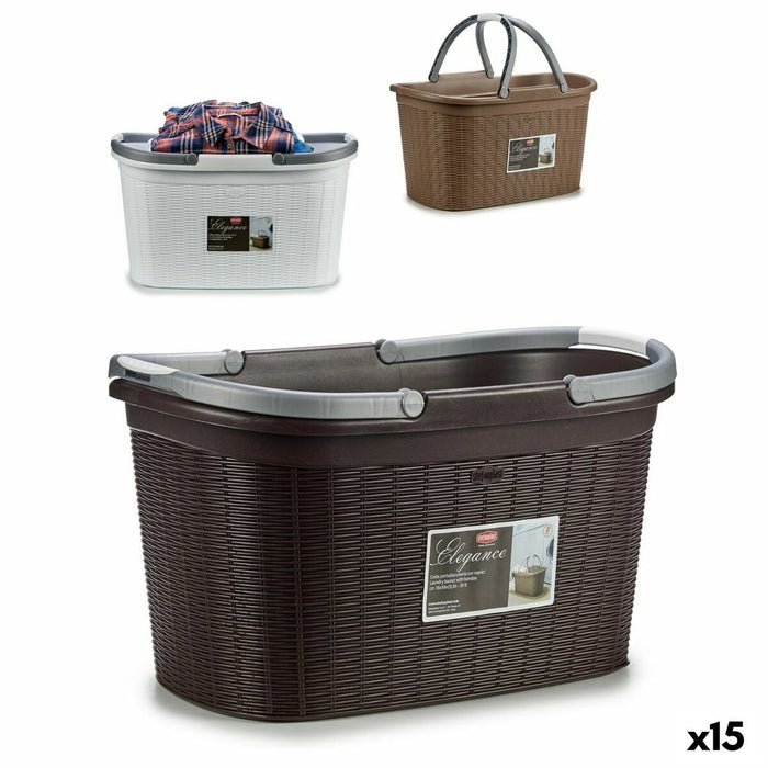 Stefanplast Elegance Plastic Laundry Basket 35 L 57.5 x 29 x 36.5 cm (15 Units)
