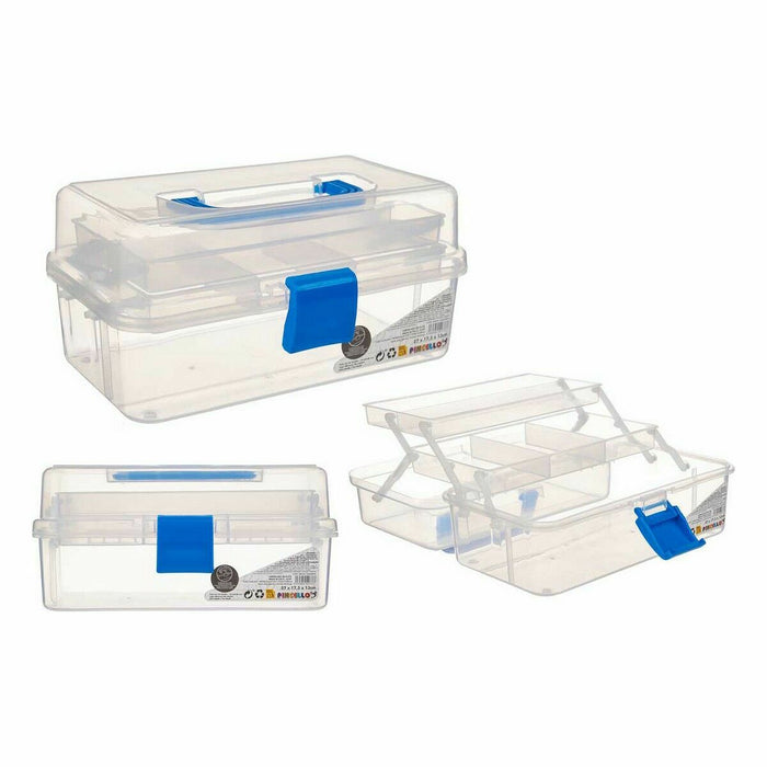 Transparent Blue Plastic Multipurpose Box 27 x 13.5 x 16 cm (12 Units)
