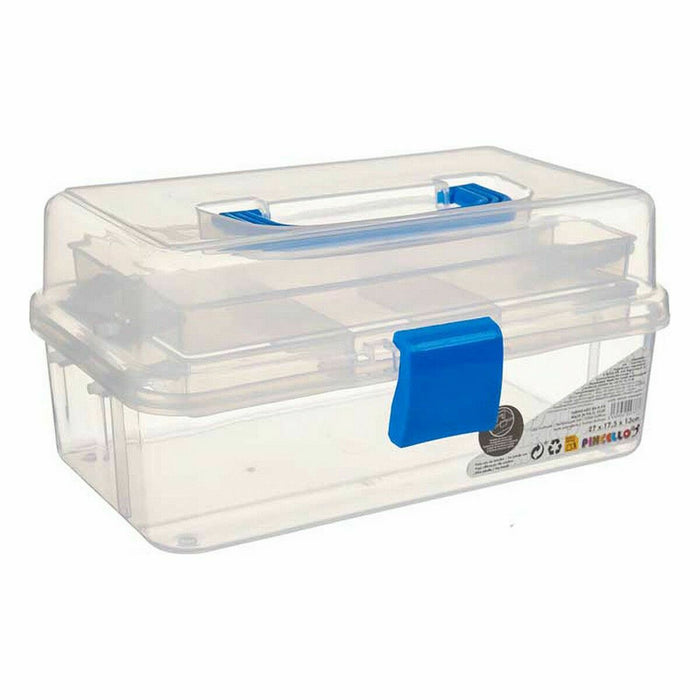 Transparent Blue Plastic Multipurpose Box 27 x 13.5 x 16 cm (12 Units)
