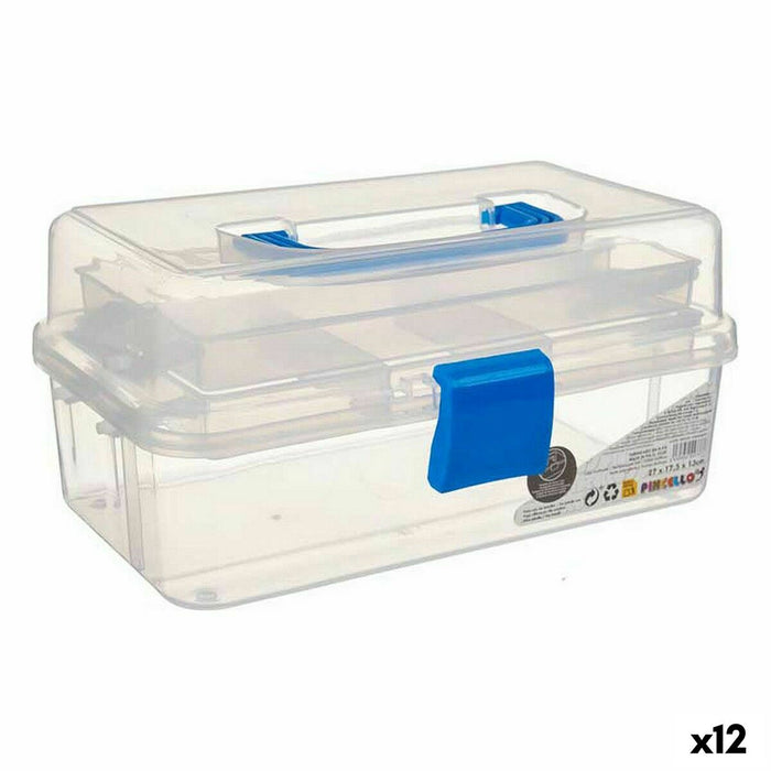 Transparent Blue Plastic Multipurpose Box 27 x 13.5 x 16 cm (12 Units)
