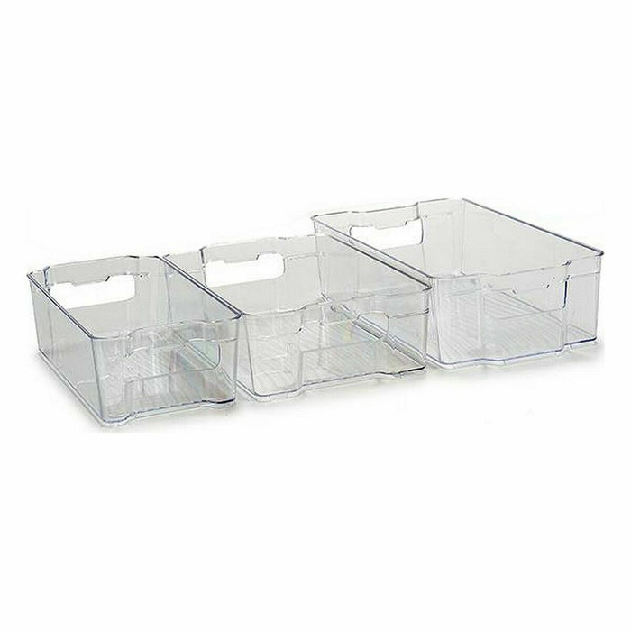 Set of 3 Refrigerator Organizer Trays, Transparent Plastic (4 Units)