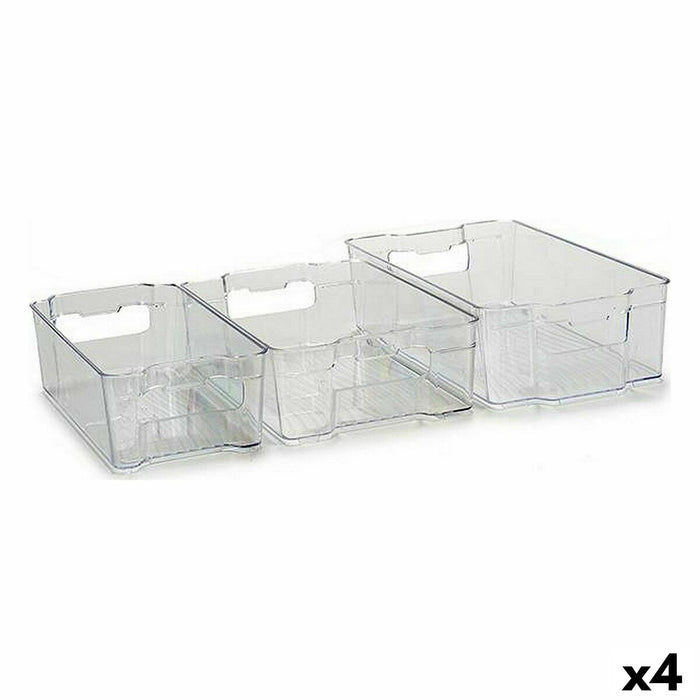 Set of 3 Refrigerator Organizer Trays, Transparent Plastic (4 Units)