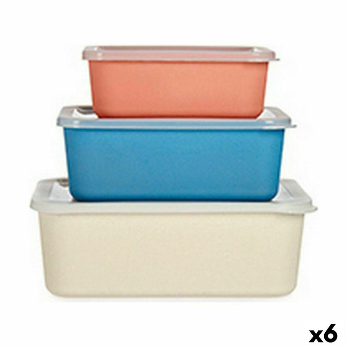 Set of Stackable Bamboo Melamine Organizer Boxes (6 Units)