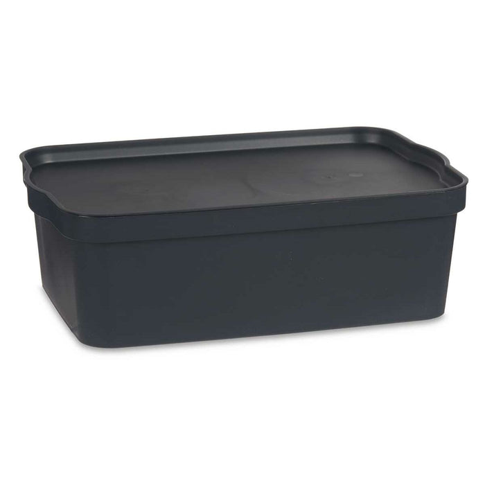 Anthracite Plastic Storage Box with Lid 14 L 29.5 x 14.3 x 45 cm (12 Units)
