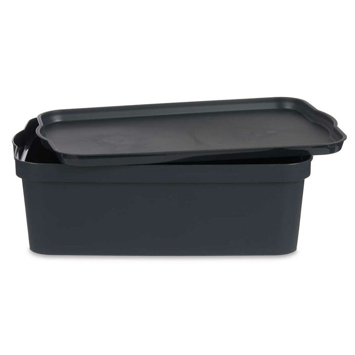 Anthracite Plastic Storage Box with Lid 14 L 29.5 x 14.3 x 45 cm (12 Units)