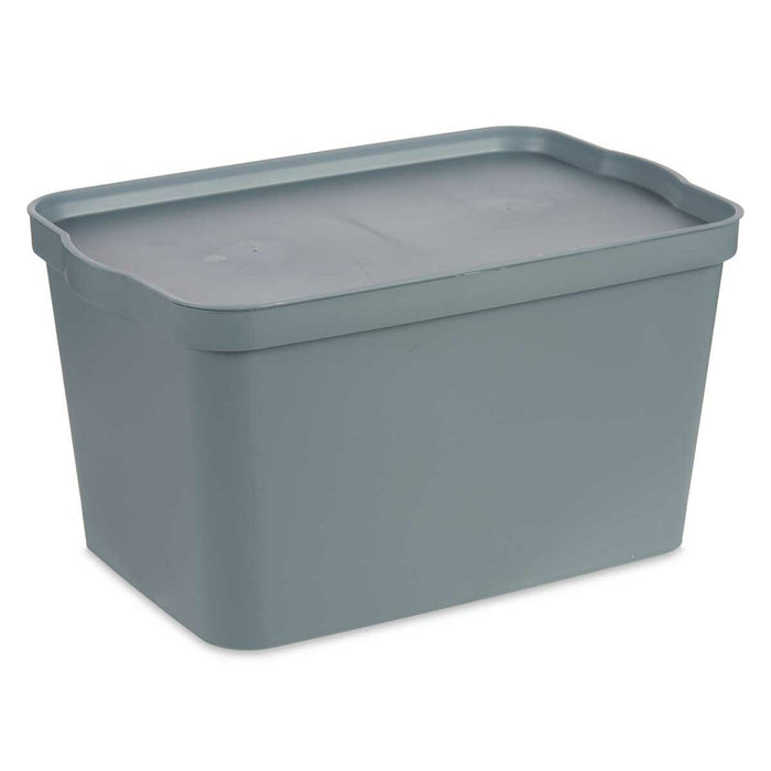Storage Box with Lid, Grey Plastic, 24 L, 29.3 x 24.5 x 45 cm (6 Units)