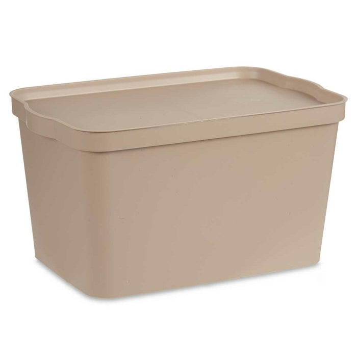 Beige Plastic Storage Box with Lid 24 L 29.3 x 24.5 x 45 cm (6 Units)