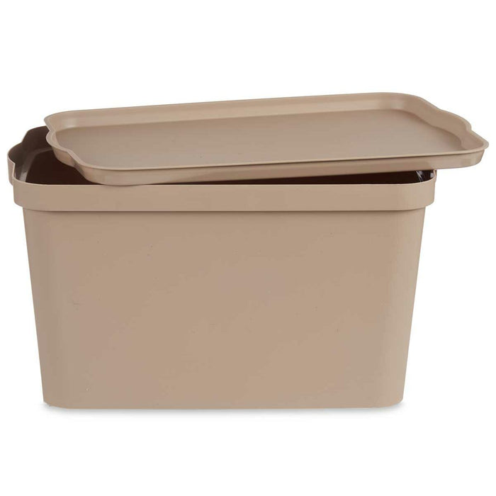 Beige Plastic Storage Box with Lid 24 L 29.3 x 24.5 x 45 cm (6 Units)
