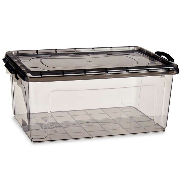 Anthracite Plastic Storage Box with Lid 22 L 32 x 20.5 x 50 cm (6 Units)