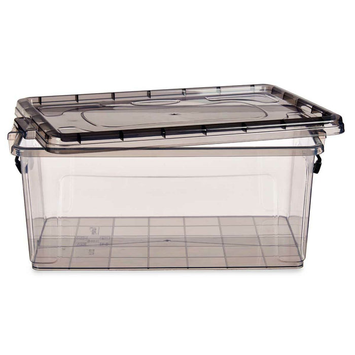 Anthracite Plastic Storage Box with Lid 22 L 32 x 20.5 x 50 cm (6 Units)