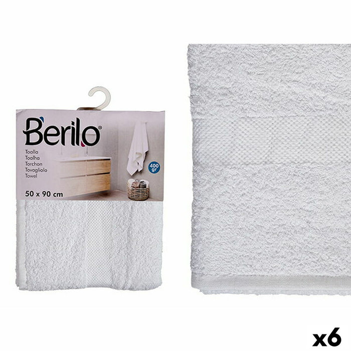 Bath Towel 50 x 90 cm White (6 Units)