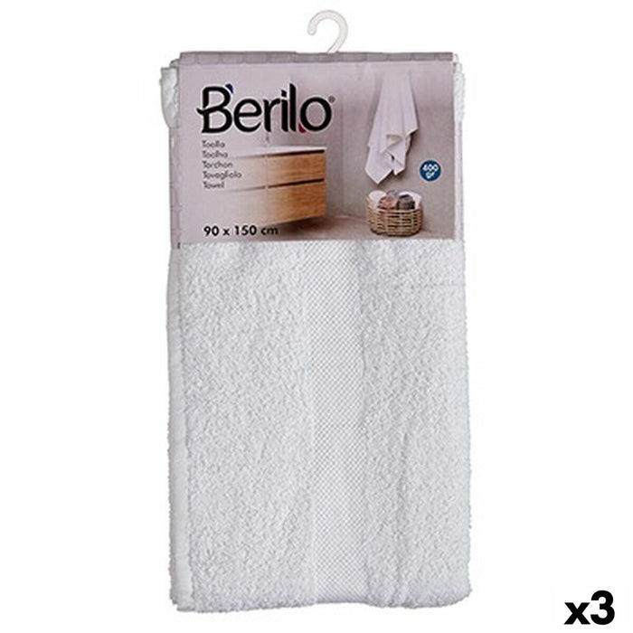 Bath Towel 90 x 150 cm White (3 Units)