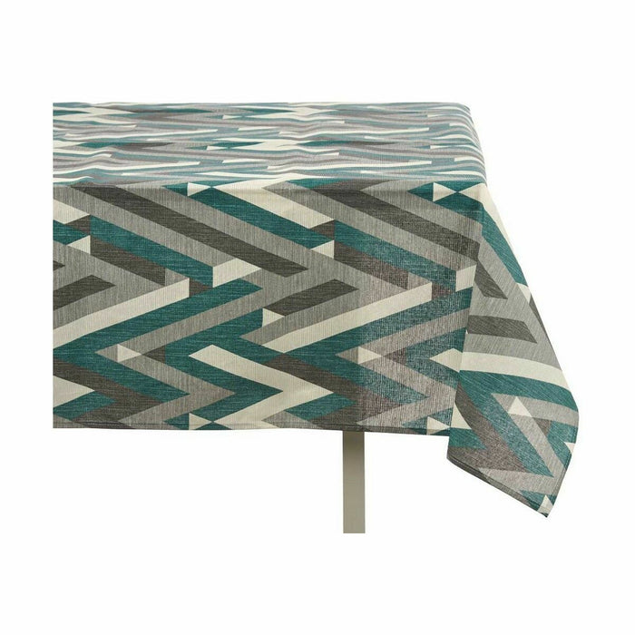 Stain-resistant striped canvas tablecloth 140 x 180 cm green (10 units)