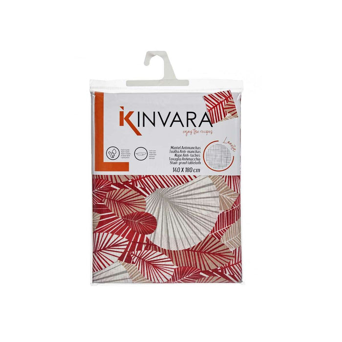 Stain-resistant Canvas Tablecloth Leaves 140 x 180 cm Garnet (10 Units)