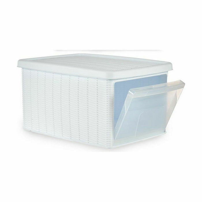 Stefanplast Elegance Side Storage Box with Lid, White, Plastic, 29 x 21 x 39 cm (5 Units)