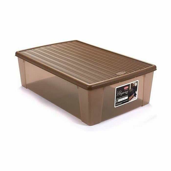 Stefanplast Elegance Beige Plastic Storage Box with Lid 38.5 x 17 x 59.5 cm (6 Units)