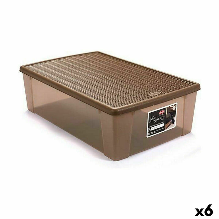 Stefanplast Elegance Beige Plastic Storage Box with Lid 38.5 x 17 x 59.5 cm (6 Units)