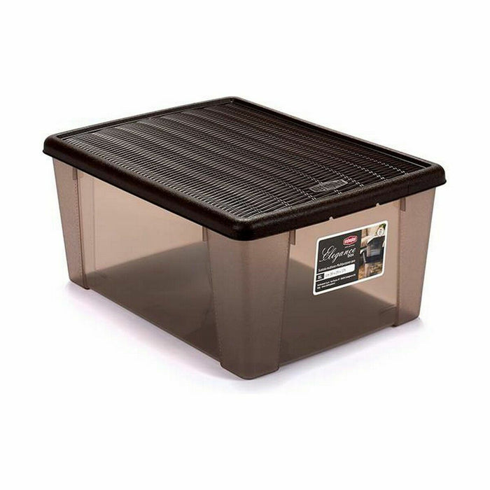 Stefanplast Elegance Brown Plastic Storage Box with Lid 15 L 29 x 17 x 39 cm (6 Units)